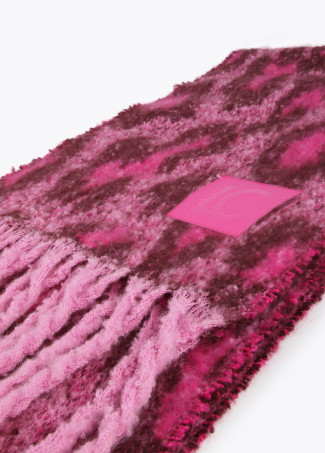 Animal print scarf with fringing