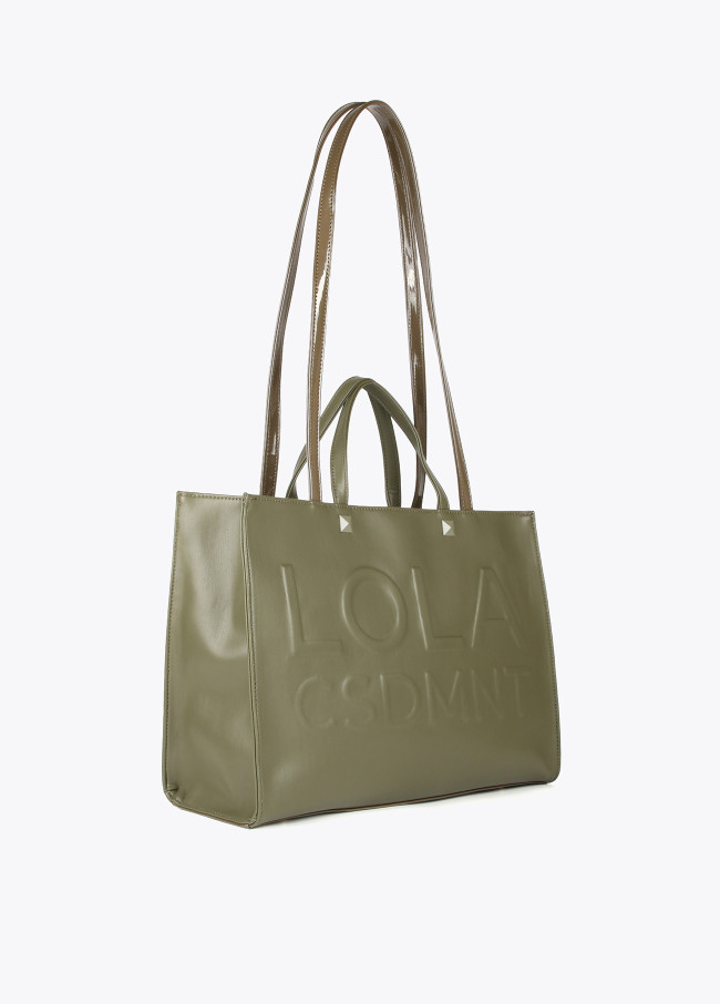 Raised logo tote bag