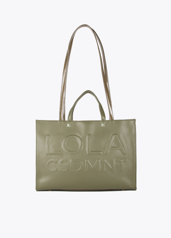 Raised logo tote bag