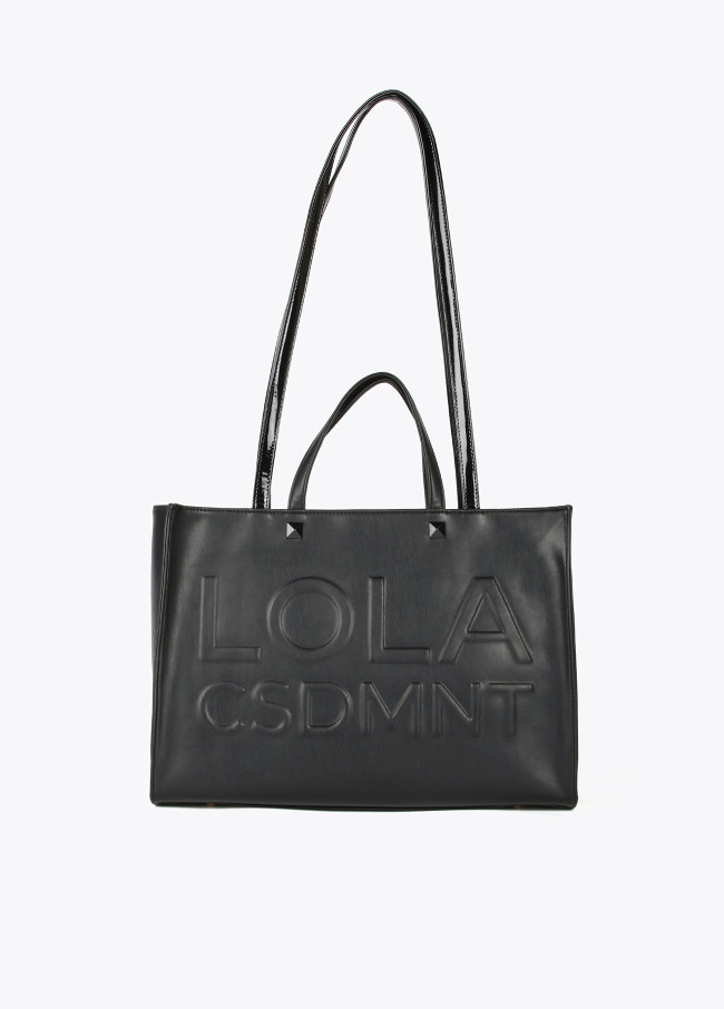 Raised logo tote bag