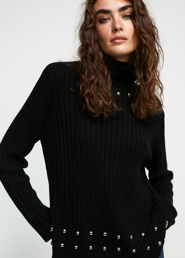 Studded high neck sweater