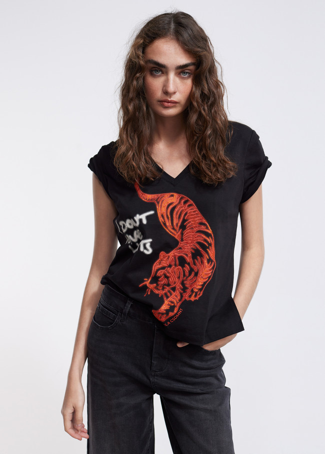 T-shirt tigre strass