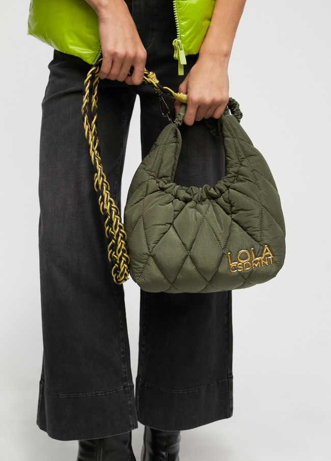 Quilted crossbody bag with braided strap