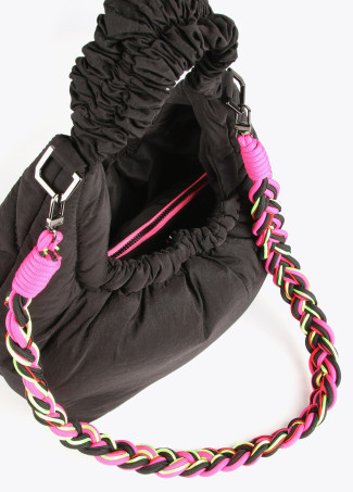 Quilted crossbody bag with braided strap