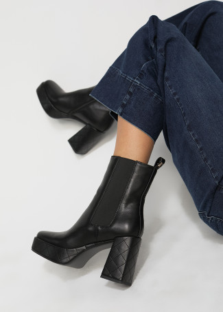 Black platform ankle boots