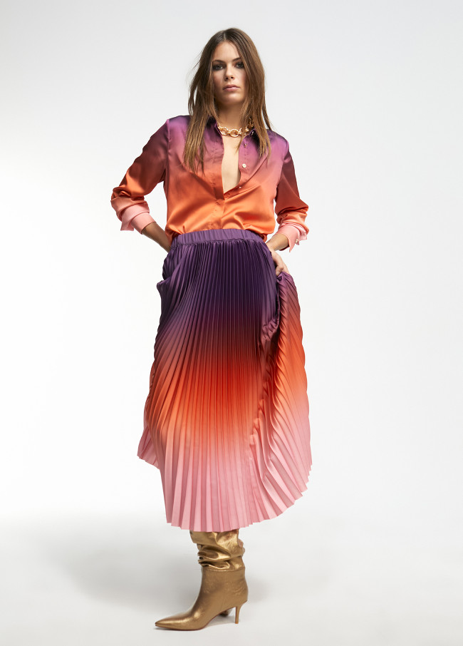 Pleated ombré skirt