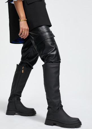 Botas em efeito de caucho pretas