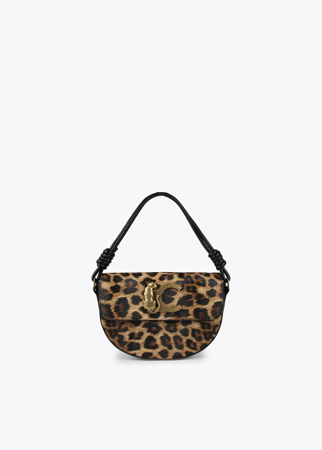 Halbmondförmige Umhängetasche mit Animal Print