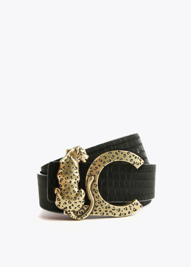 Reversible animal print belt