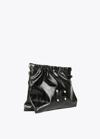 Borsa a tracolla effetto pelle lucida