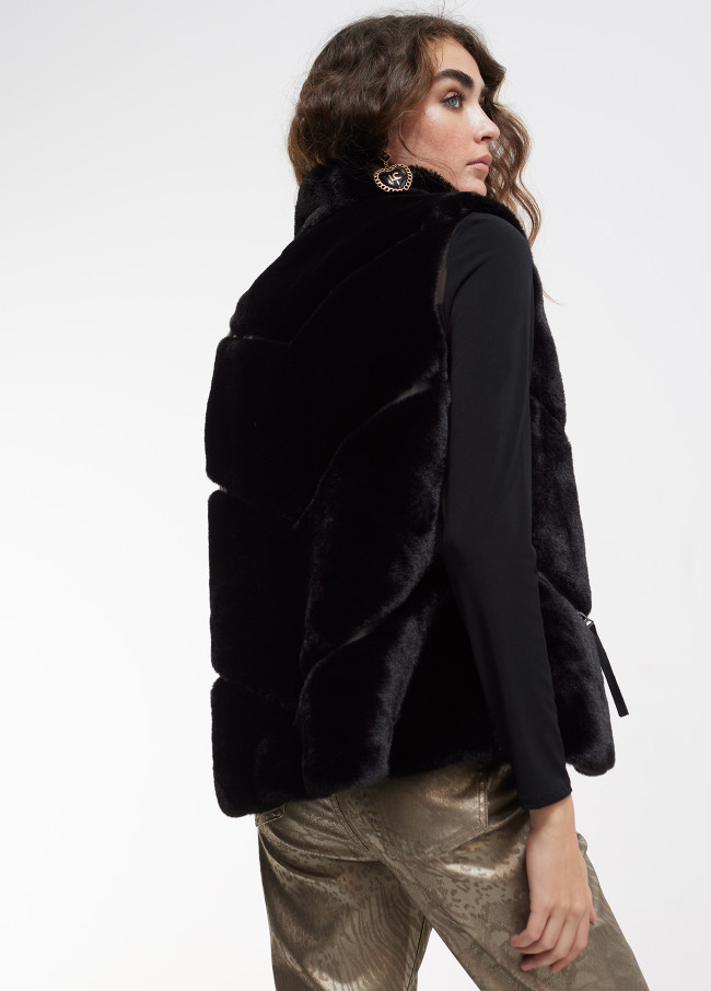 Cropped faux fur waistcoat