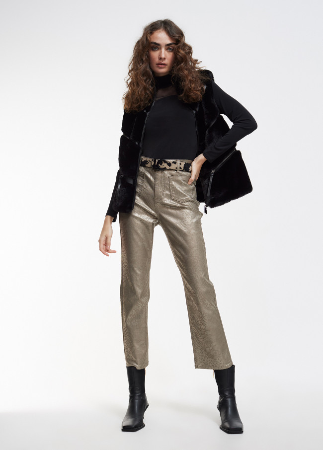 Cropped faux fur waistcoat