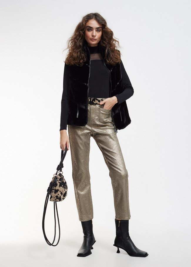 Cropped faux fur waistcoat