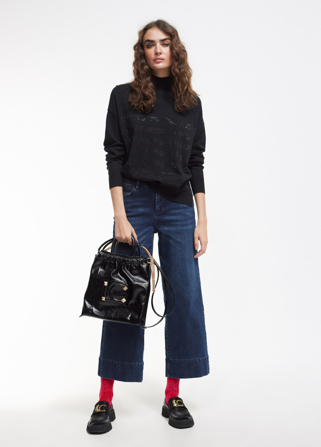 Camisola de malha com strass