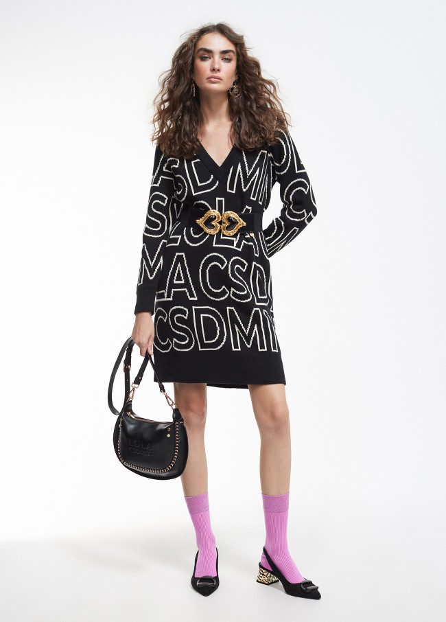 Knit dress with lettering