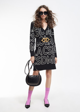 Vestido de malha com letras