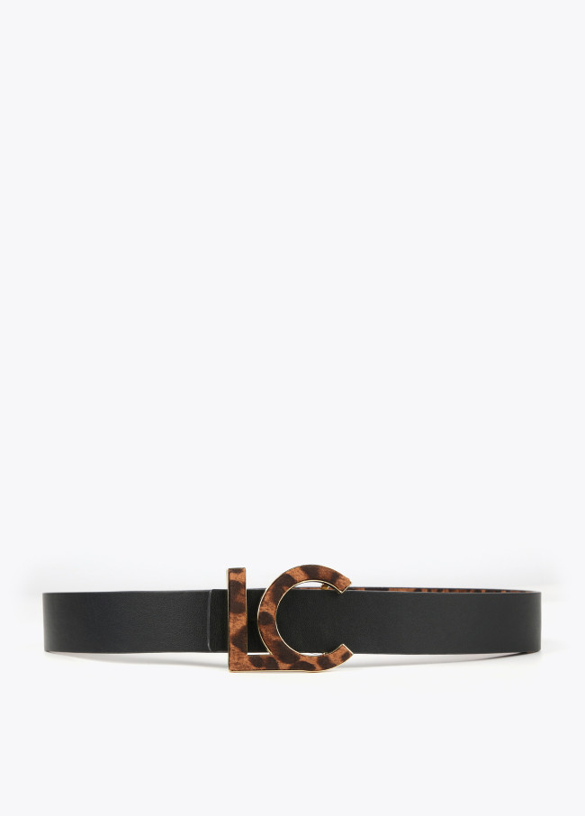 Reversible animal print belt