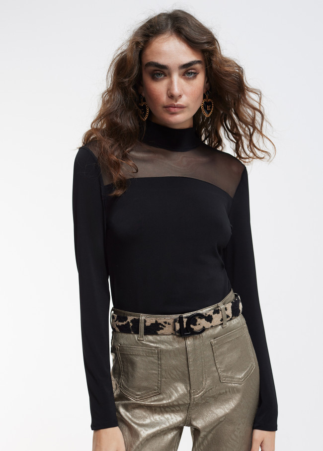 Sheer detail T-shirt