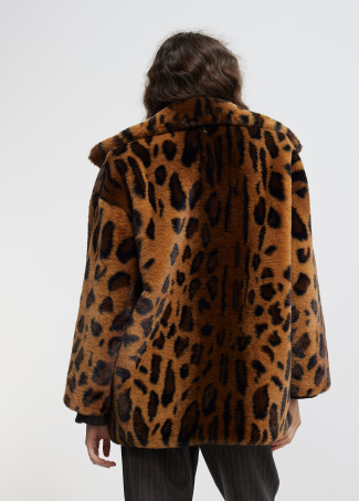 Jacke aus Kunstfell mit Animal Print
