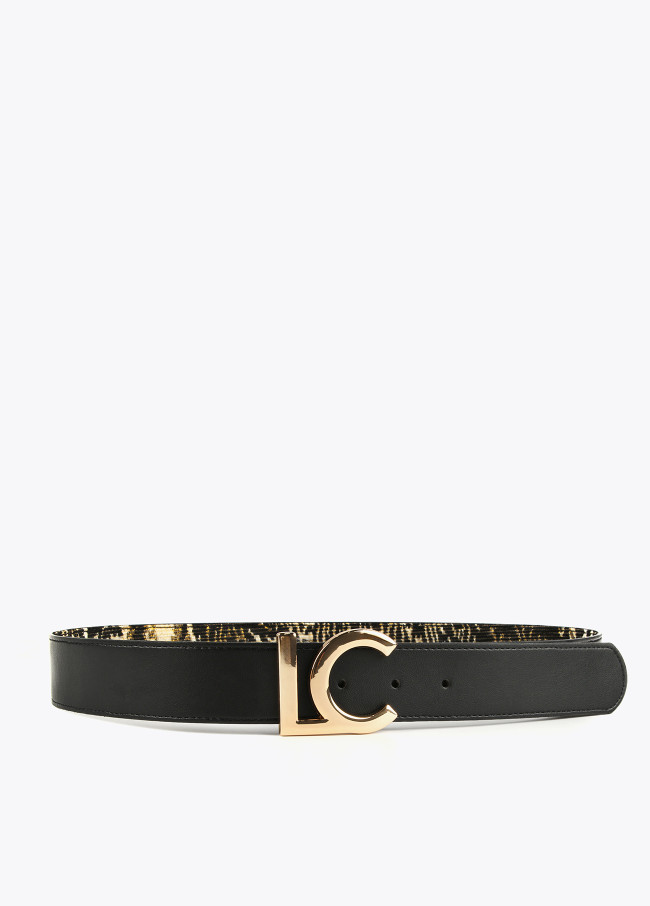 Cinturón reversible jacquard y negro
