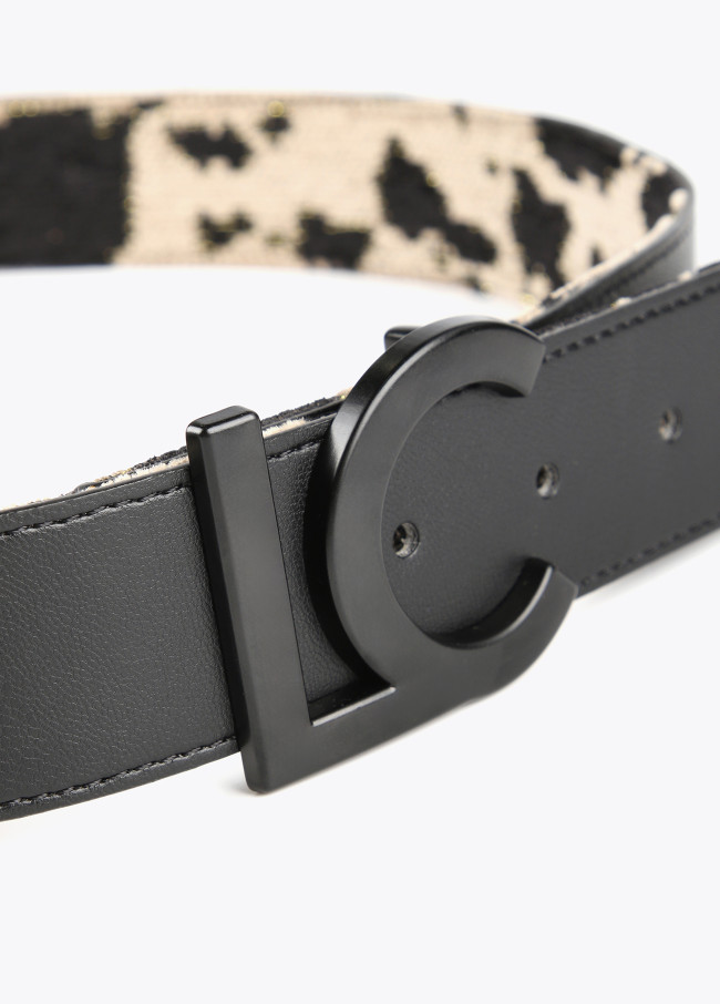 Reversible animal print belt