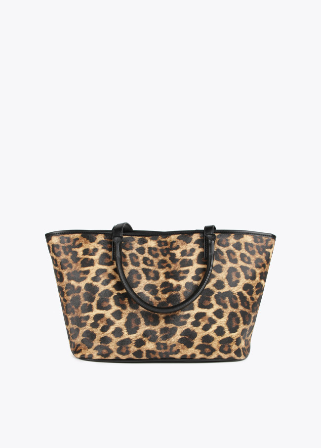Borsa shopper con stampa animalier