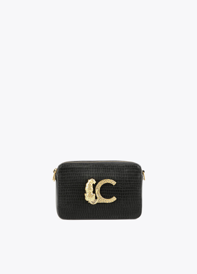 Mock croc faux leather crossbody bag