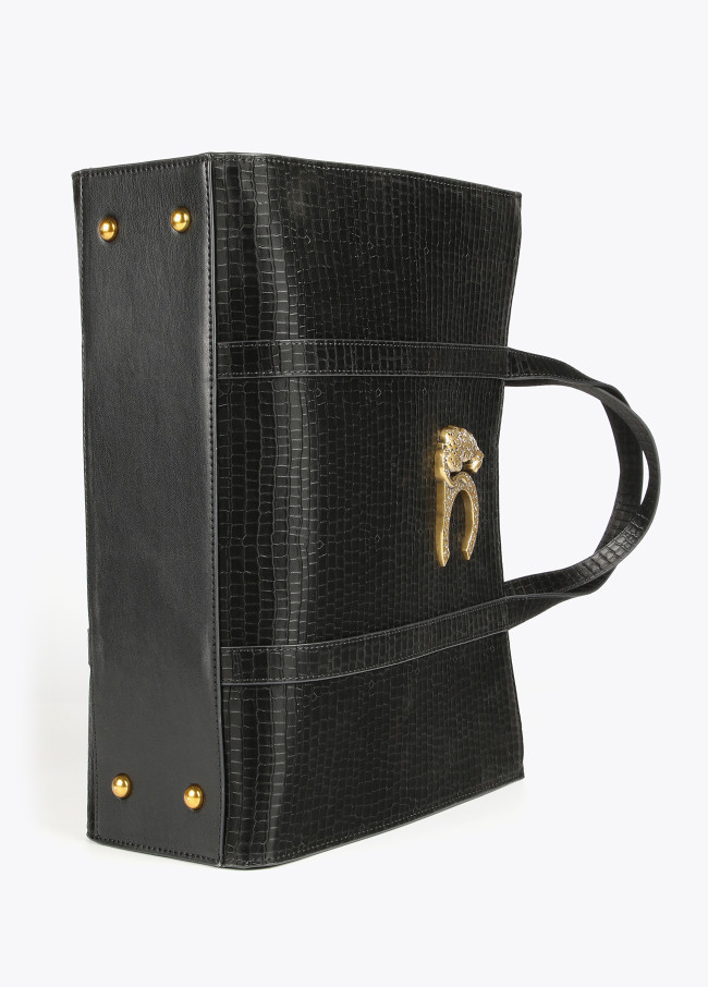Tote bag em efeito pele de crocodilo