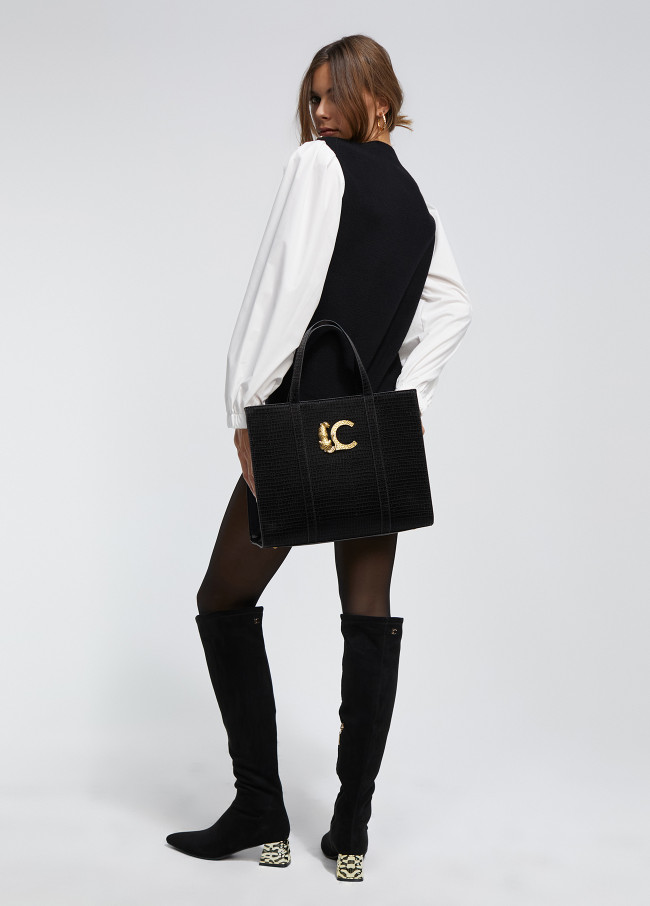 Tote bag em efeito pele de crocodilo