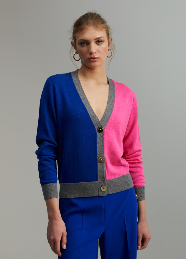 Three-tone cardigan