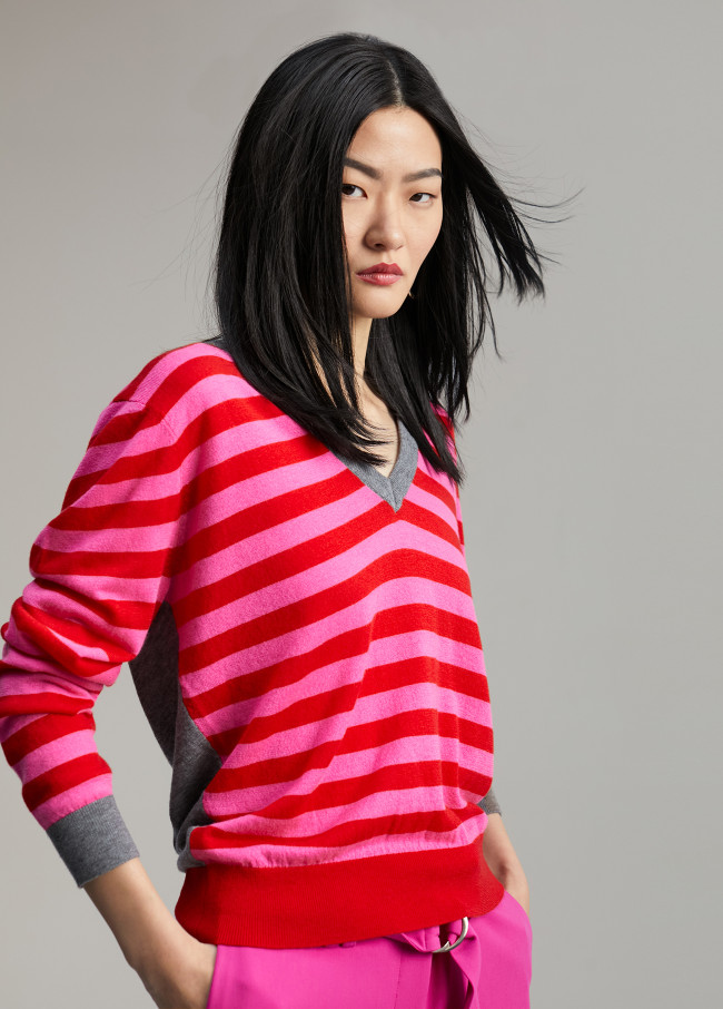 Two-tone striped sweater