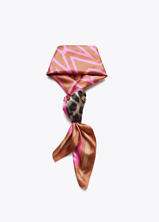 Printed satin scarf