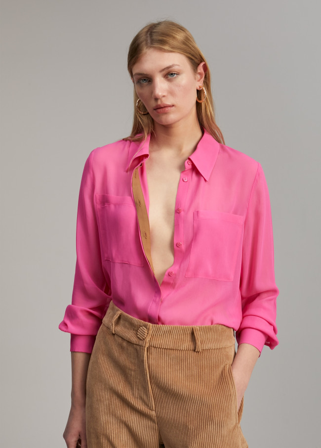 Sheer shirt with pockets