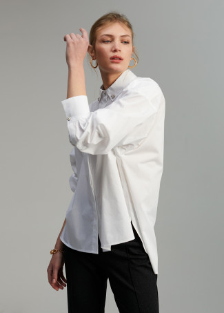 Shirt with rhinestone detail