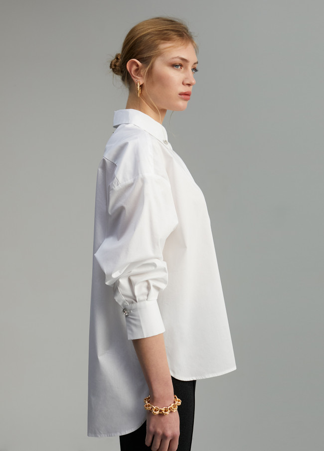 Shirt with rhinestone detail
