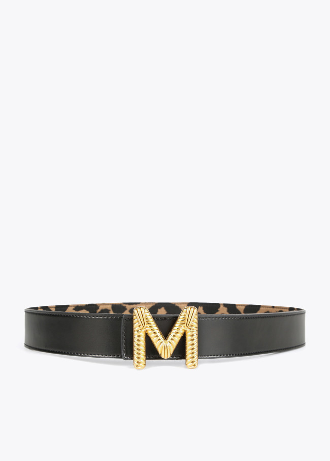 Cintura double face stampa animalier e nera