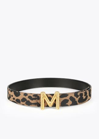 Ceinture réversible noire et imprimé animal