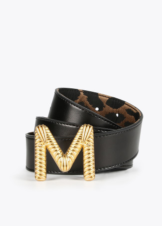 Cintura double face stampa animalier e nera