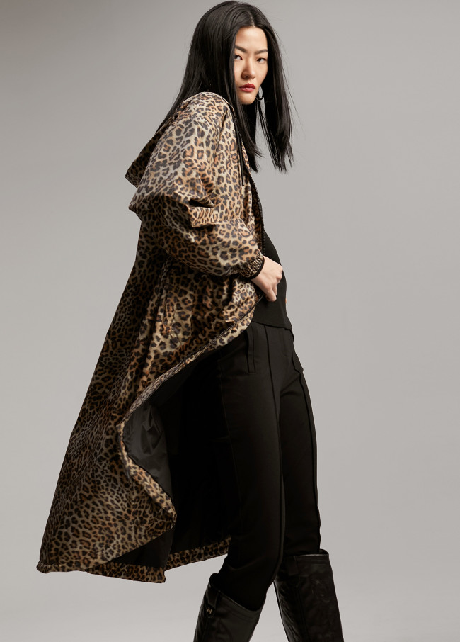 Animal print raincoat with fashion hood