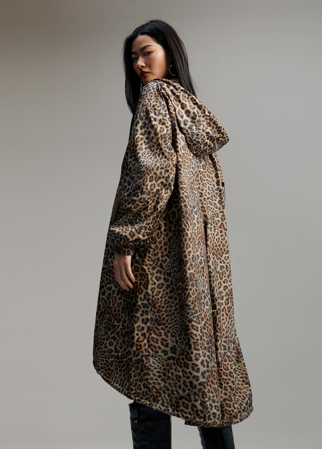 Animal print raincoat with hood online