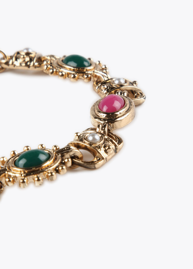 Bracelet doré multiples pierres