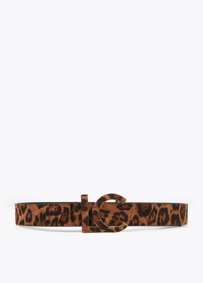 Cinto reversível animal print