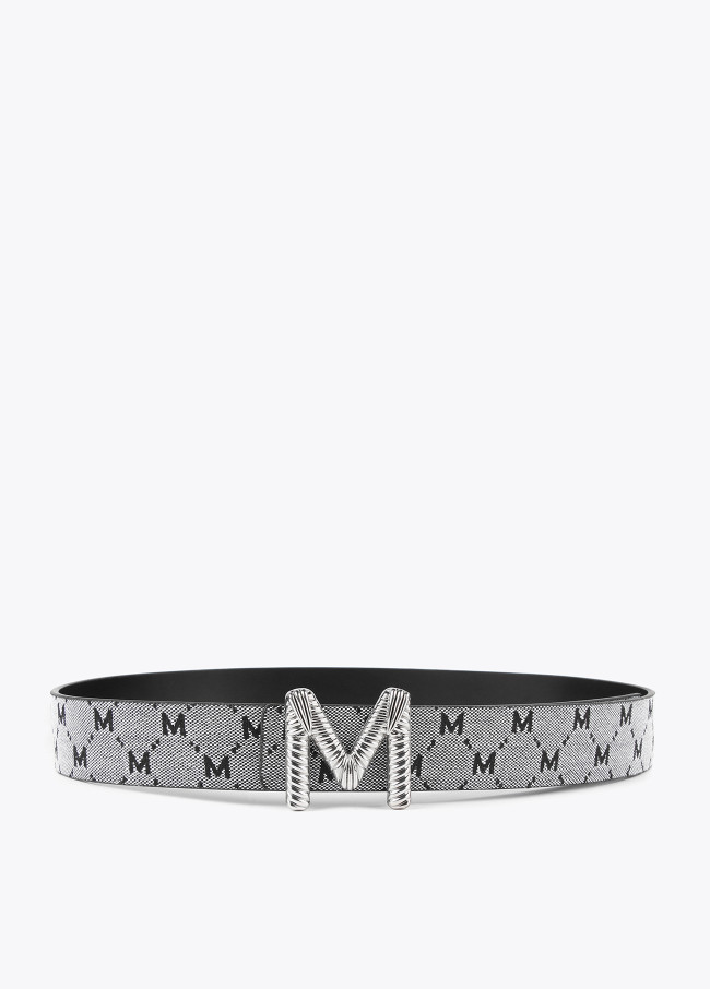 Grey and black reversible belt