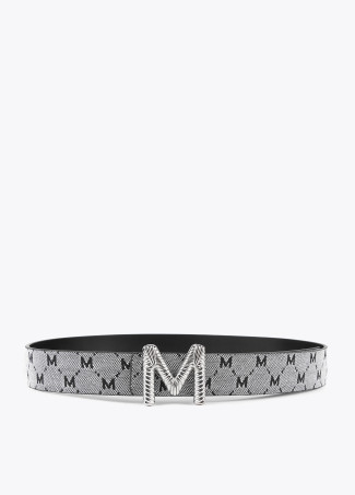 Grey and black reversible belt