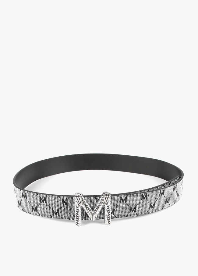 Grey and black reversible belt