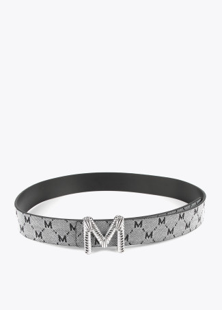 Grey and black reversible belt