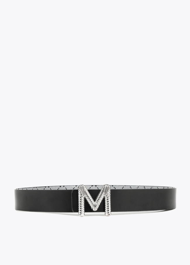 Grey and black reversible belt