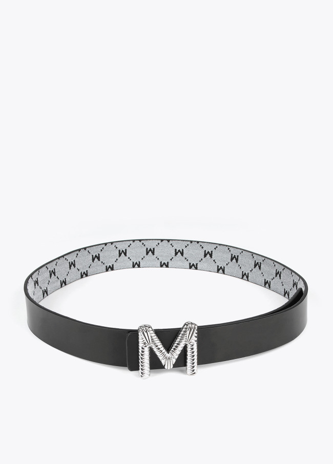 Grey and black reversible belt