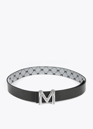 Grey and black reversible belt