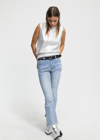 Iridescent-effect jeans